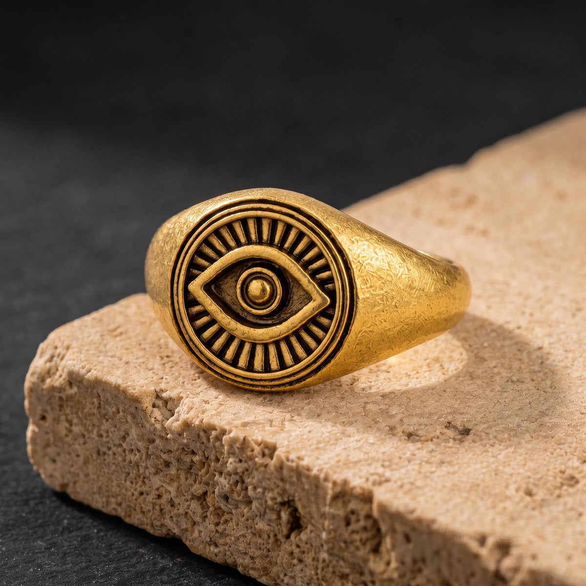 Evil Eye Signet Ring – 13mm in solid gold, view 5