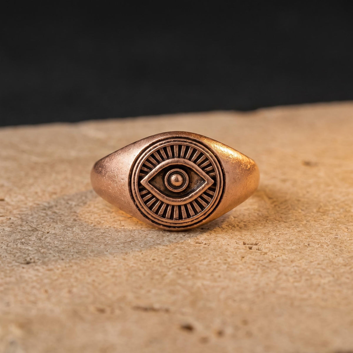 Evil Eye Signet Ring – 13mm in solid gold, view 10