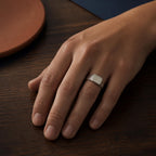 Ribbed Square Signet Ring – 10mm Unisex Pinky Ring in solid gold, view 5