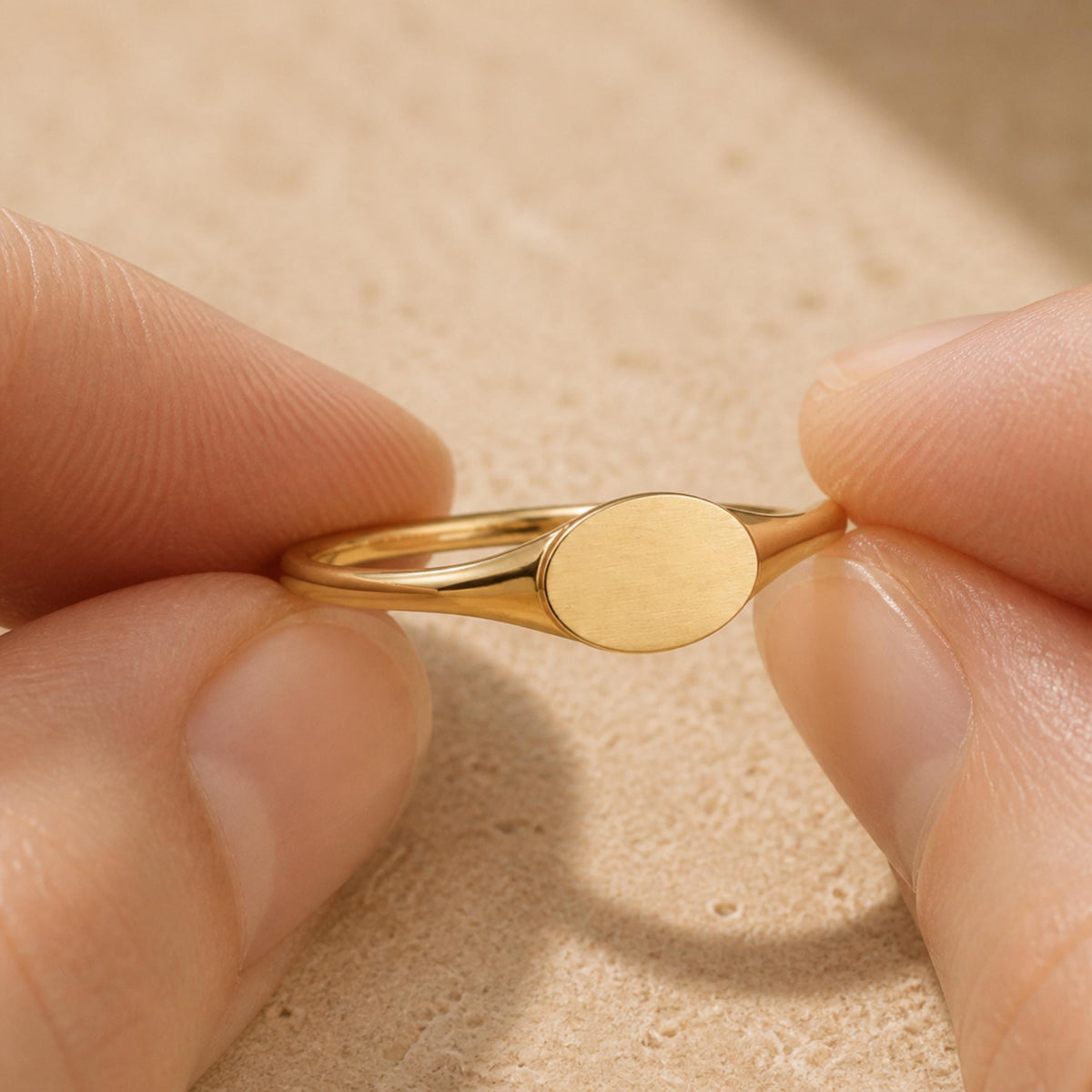 Minimalist Gold Signet Ring – 6mm Pinky Ring in solid gold, view 5