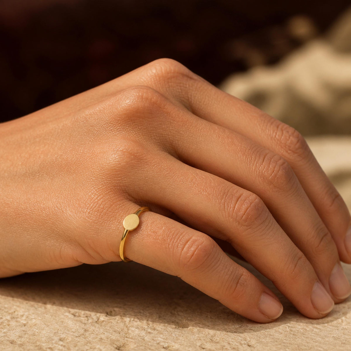 Minimalist Gold Signet Ring – 6mm Pinky Ring in solid gold, view 4