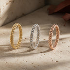 Duo Beaded Stacker Ring – 2.9mm Gold Band in solid gold, view 2