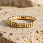 Duo Beaded Stacker Ring – 2.9mm Gold Band in solid gold, view 10