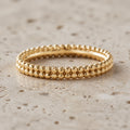 Duo Beaded Stacker Ring – 2.9mm Gold Band in solid gold
