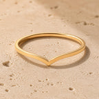Gold Wishbone Ring – Dainty 1mm V Band in solid gold, view 3