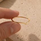 Gold Wishbone Ring – Dainty 1mm V Band in solid gold, view 8