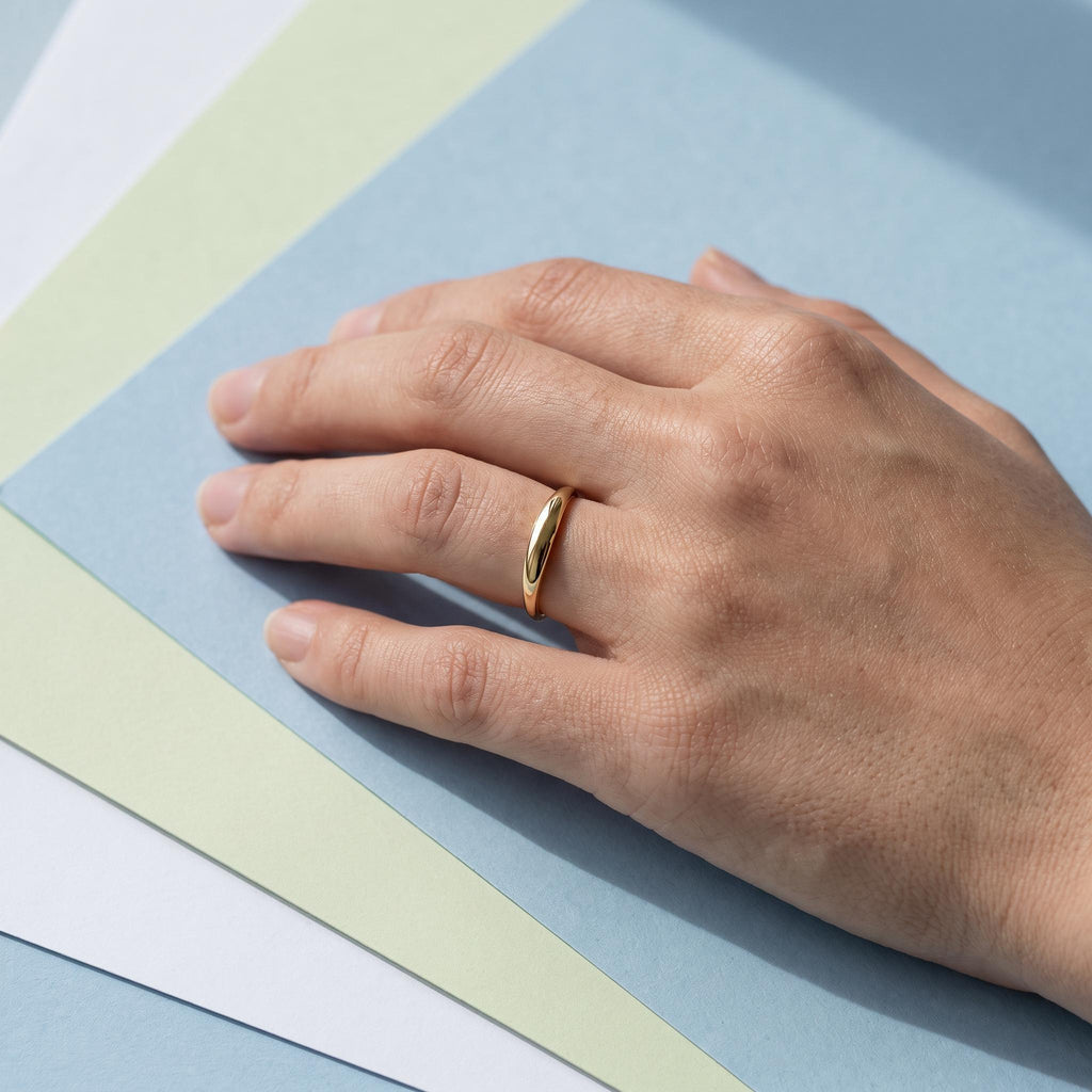 Tapered Dome Stacking Ring – 3.8mm in solid gold, view 2