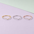 Pavé Lab-Grown Diamond Chevron Ring in solid gold, view 4
