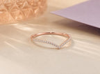 Pavé Lab-Grown Diamond Chevron Ring in solid gold, view 9
