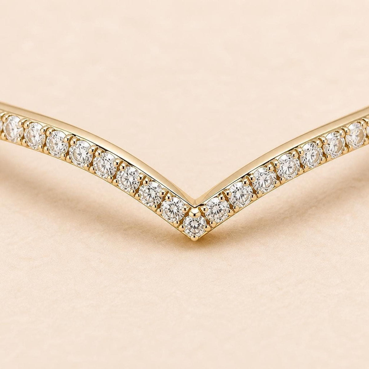 Pavé Lab-Grown Diamond Chevron Ring in solid gold, view 2