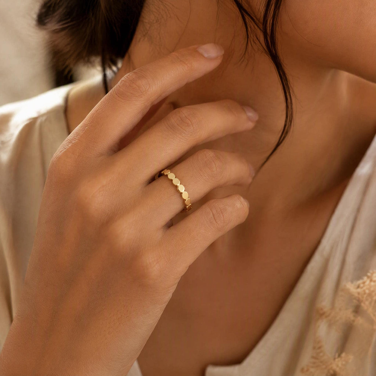 Gold Disc Stacking Band – 2.3mm in solid gold, view 3