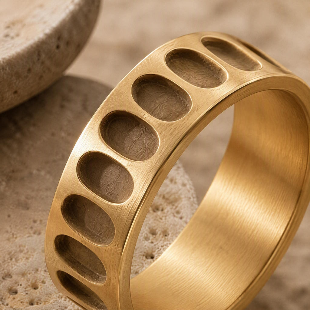 Oval Cutout Wide Band Ring – 6.5mm in solid gold, view 2