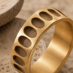 Oval Cutout Wide Band Ring – 6.5mm in solid gold, view 2