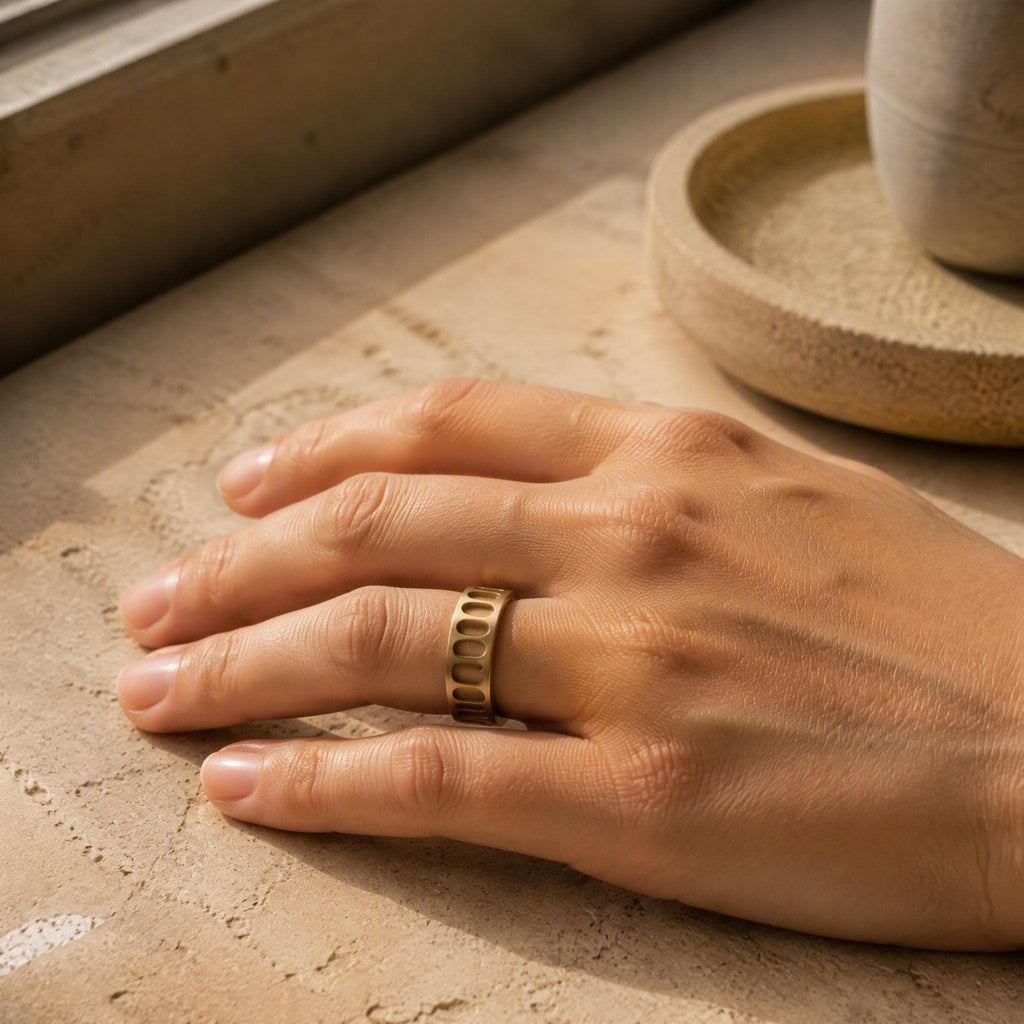 Oval Cutout Wide Band Ring – 6.5mm in solid gold, view 7
