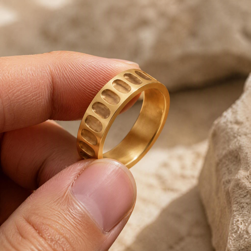 Oval Cutout Wide Band Ring – 6.5mm in solid gold, view 9