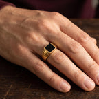 Square Black Onyx Signet Ring – 8.7mm in solid gold, view 7