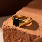 Square Black Onyx Signet Ring – 8.7mm in solid gold, view 8