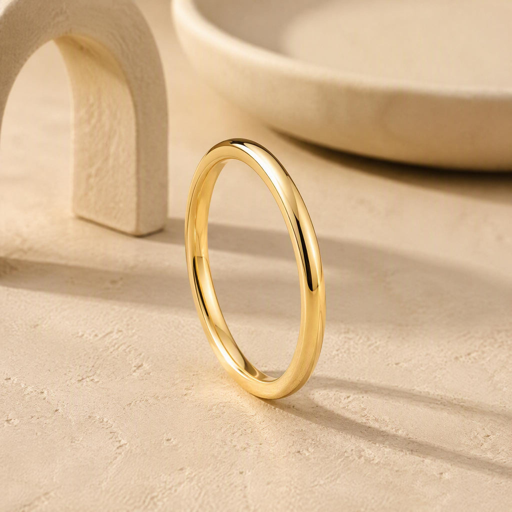 Curved Gold Wedding Band – 2mm Contour Ring in solid gold