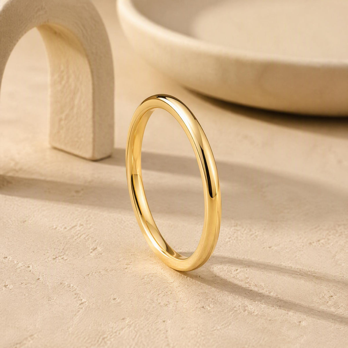Curved Gold Wedding Band – 2mm Contour Ring in solid gold