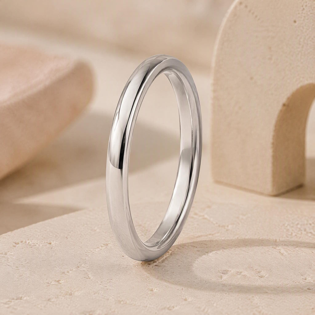 Curved Gold Wedding Band – 2mm Contour Ring in solid gold, view 7