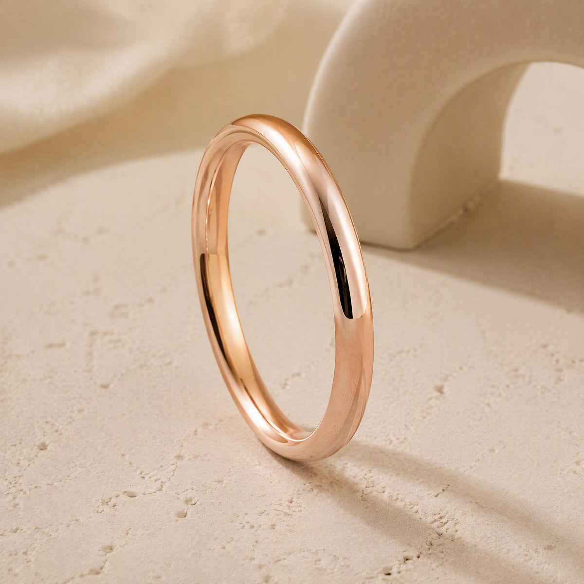 Curved Gold Wedding Band – 2mm Contour Ring in solid gold, view 8