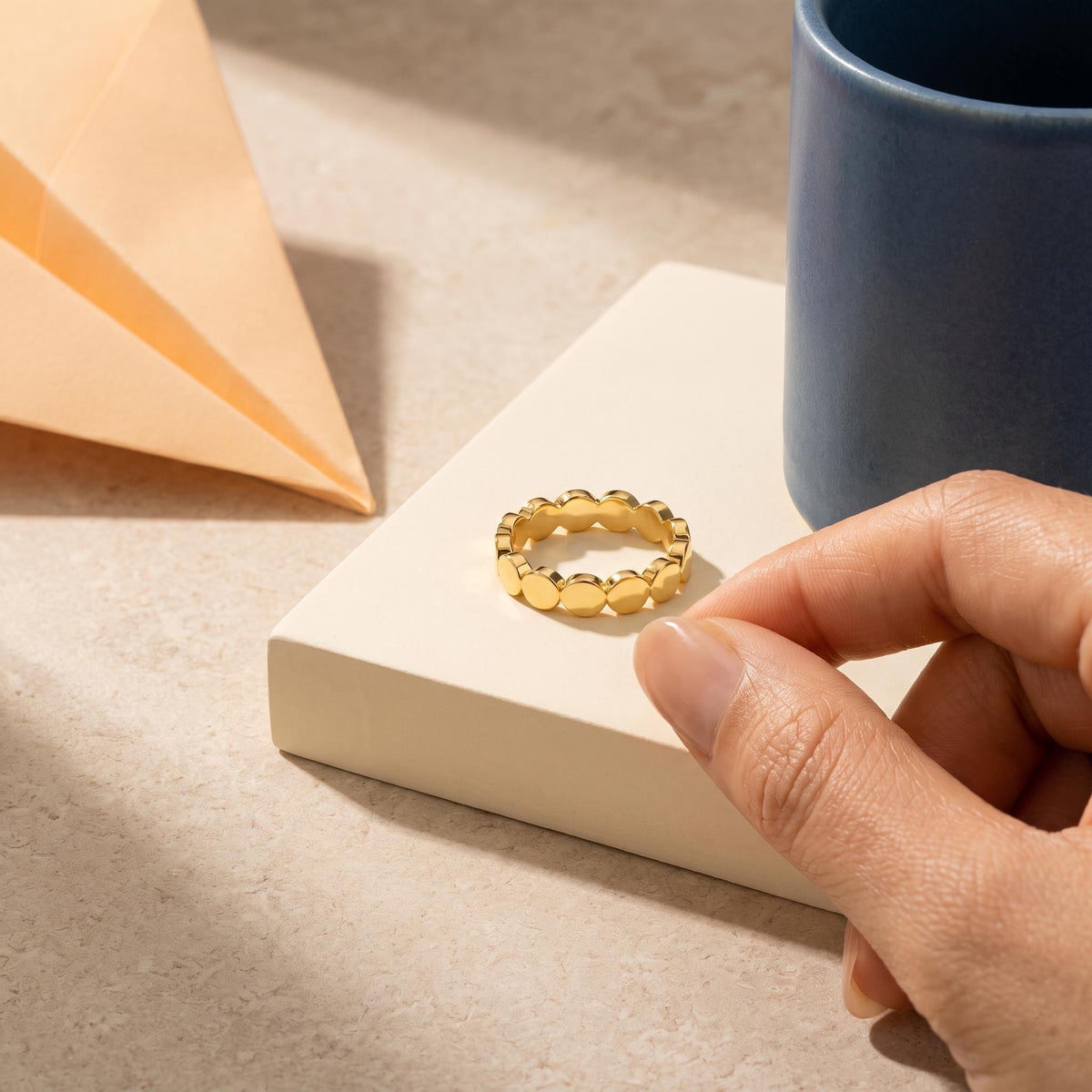 Bold Gold Disc Band – 3.6mm in solid gold, view 3