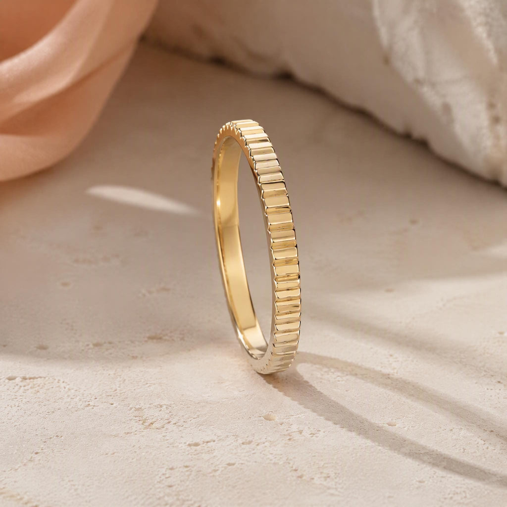 Notched Gold Stacking Band – 2mm in solid gold, view 4