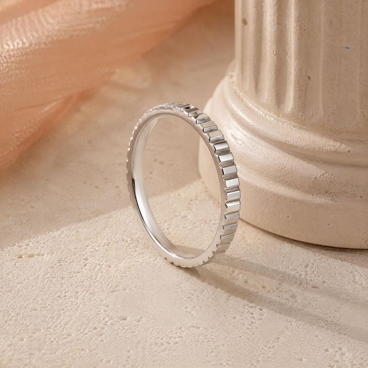 Notched Gold Stacking Band – 2mm in solid gold, view 7