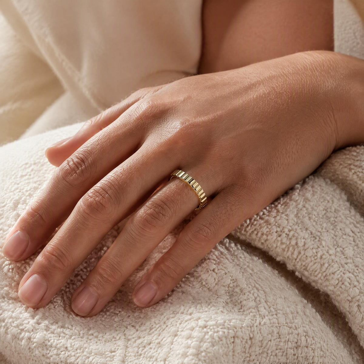 Notched Gold Stacking Band – 2mm in solid gold, view 3