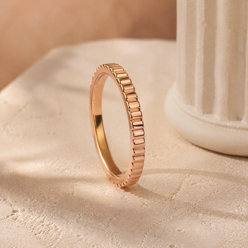 Notched Gold Stacking Band – 2mm in solid gold, view 8