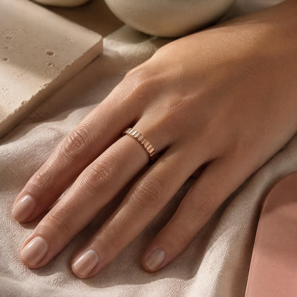 Notched Gold Stacking Band – 2mm in solid gold, view 9
