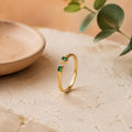 Baguette Emerald Open Ring – Dainty 1.1mm Band in solid gold