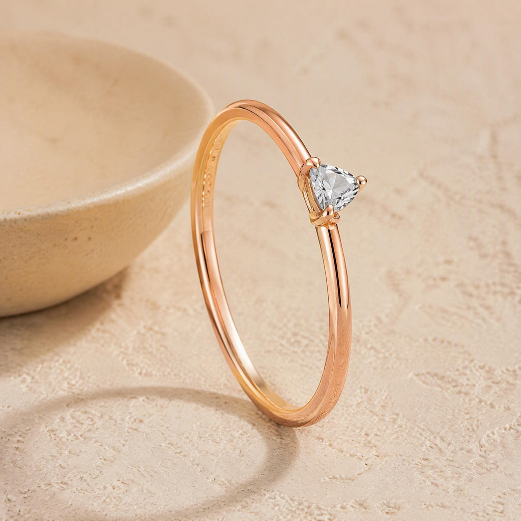 Trillion Stone Stacking Ring – 3mm in solid gold, view 8