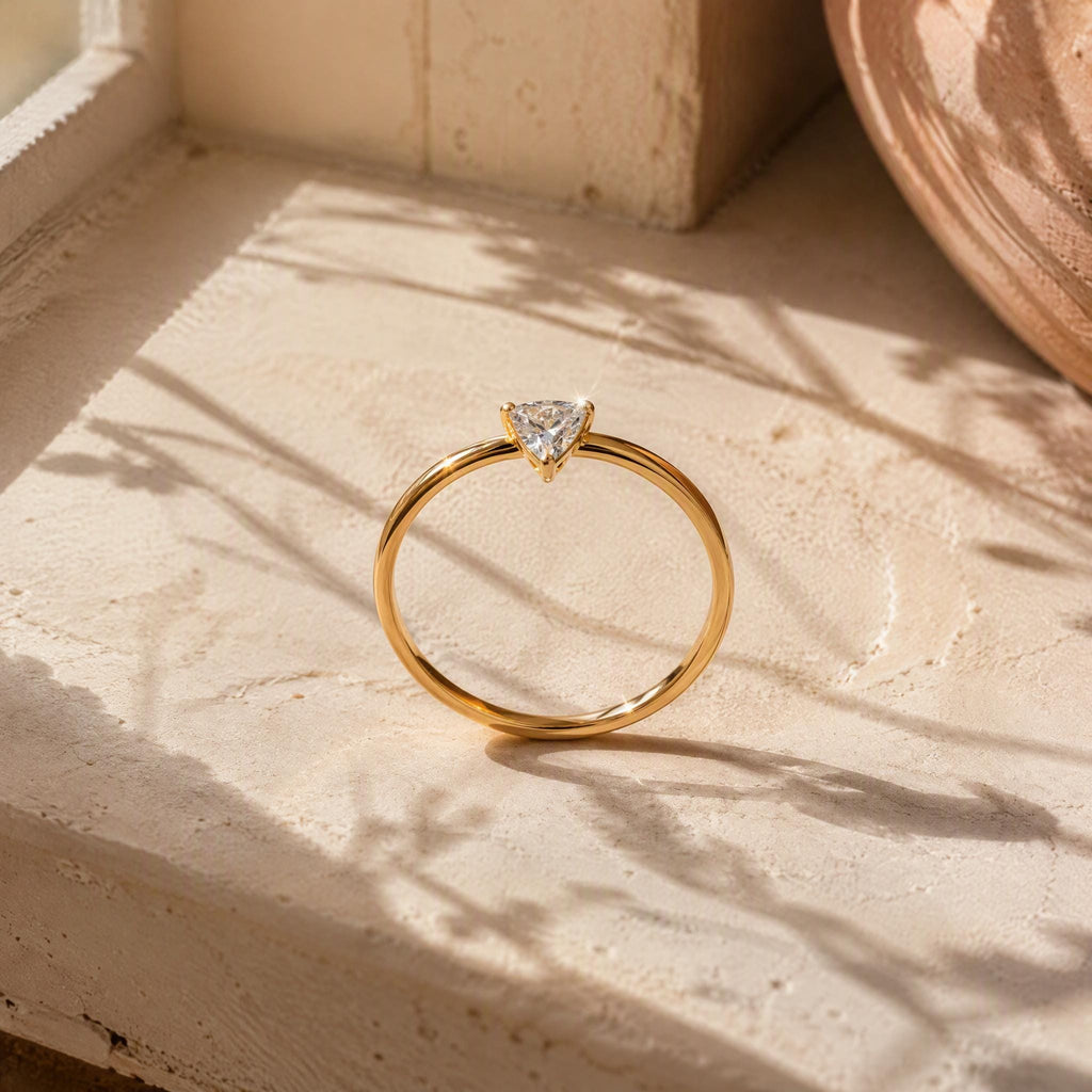 Trillion Stone Stacking Ring – 3mm in solid gold, view 6