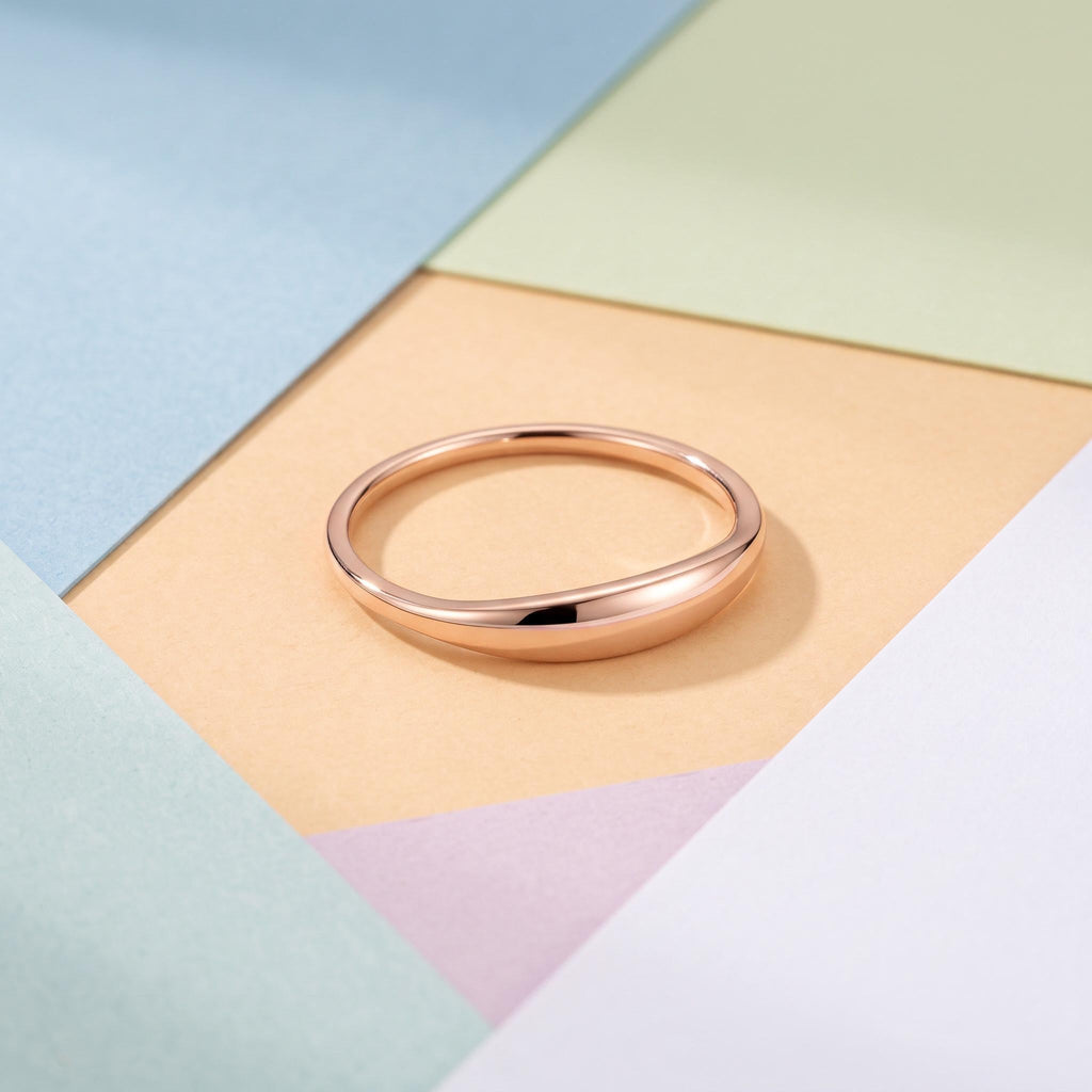 Tapered Dome Stacking Ring – 3.8mm in solid gold, view 9