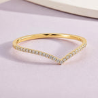 Pavé Lab-Grown Diamond Chevron Ring in solid gold, view 7