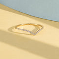 Pavé Lab-Grown Diamond Chevron Ring in solid gold