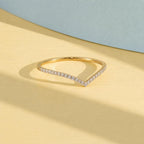 Pavé Lab-Grown Diamond Chevron Ring in solid gold