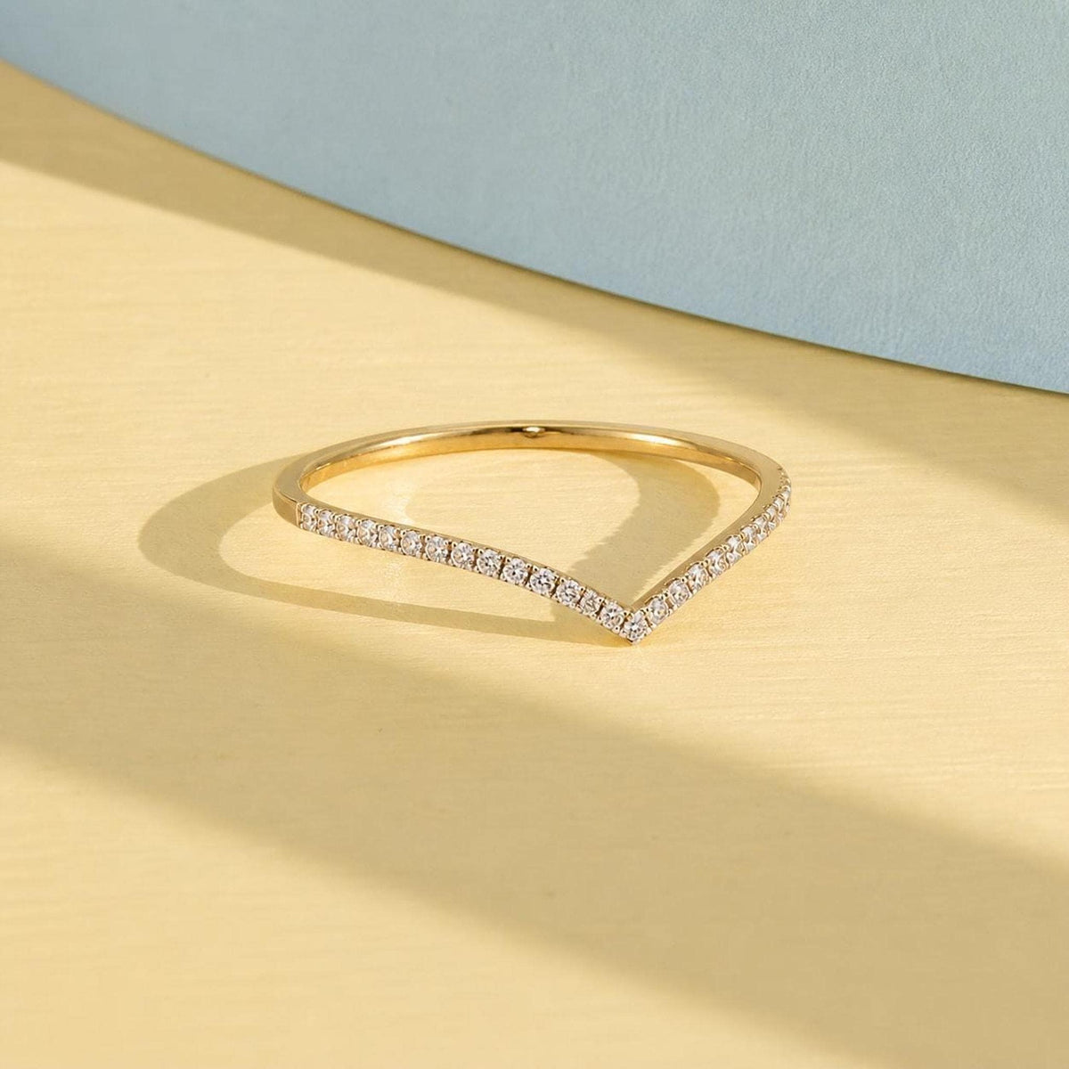 Pavé Lab-Grown Diamond Chevron Ring in solid gold