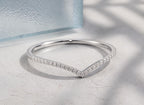 Pavé Lab-Grown Diamond Chevron Ring in solid gold, view 8
