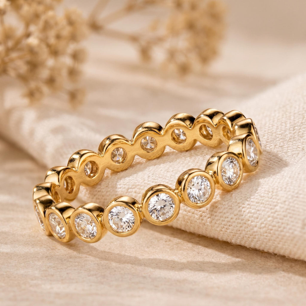 Bezel Lab-Grown Diamond Eternity Band – 2.2mm in solid gold, view 5