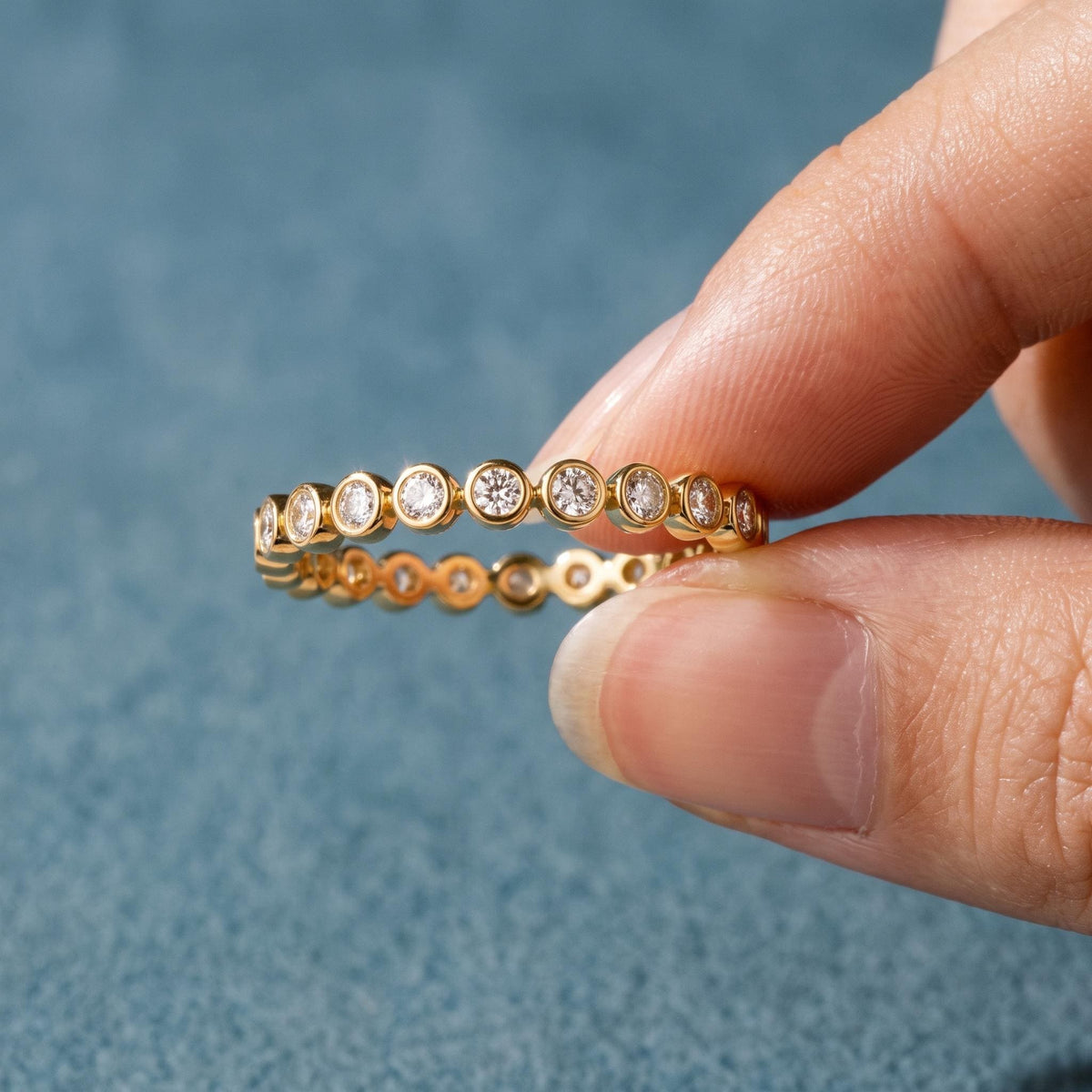 Bezel Lab-Grown Diamond Eternity Band – 2.2mm in solid gold, view 10