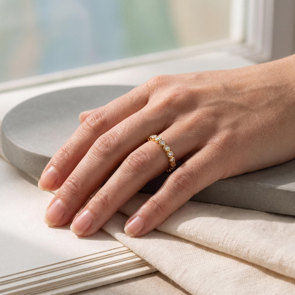 Bezel Lab-Grown Diamond Eternity Band – 2.2mm in solid gold, view 9