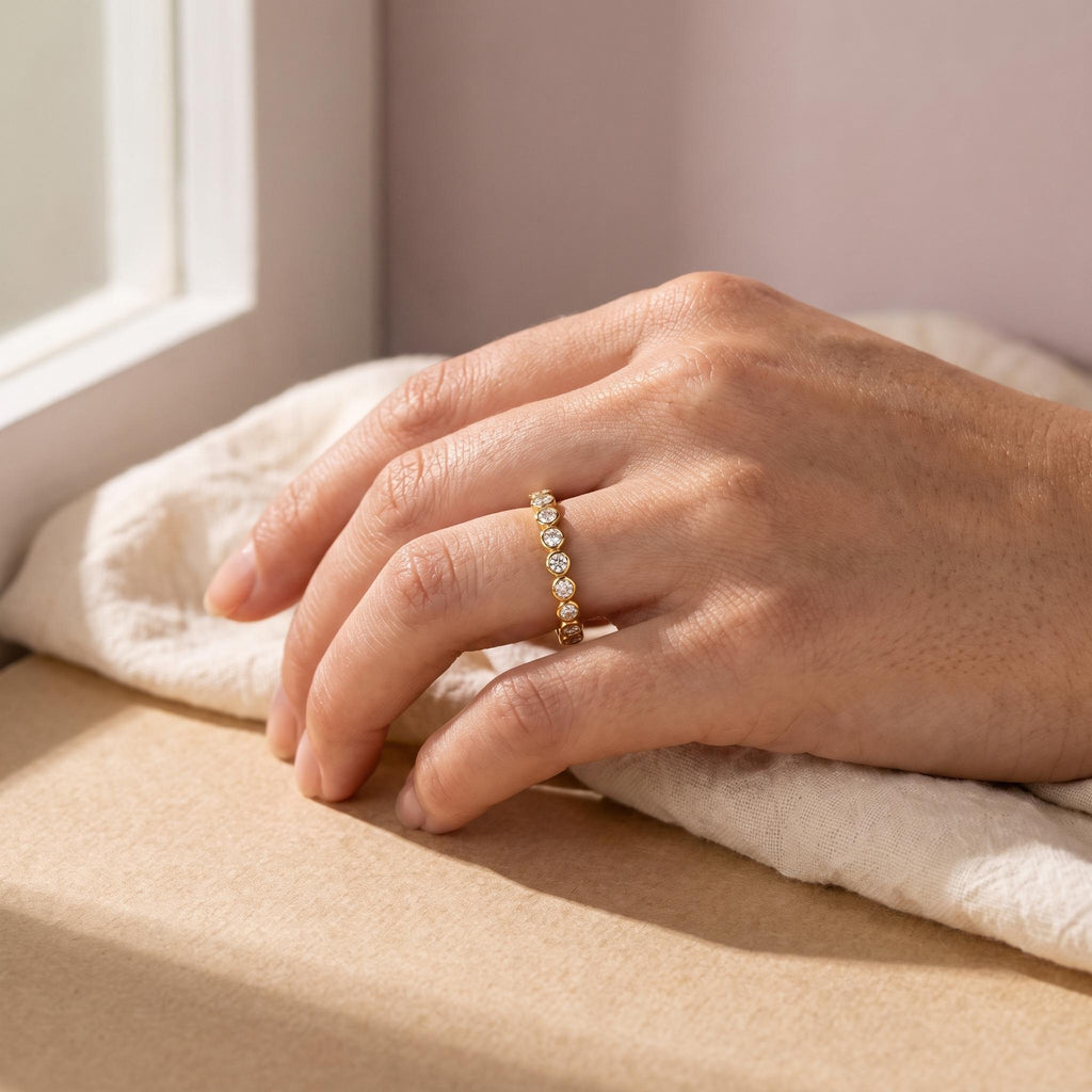 Bezel Lab-Grown Diamond Eternity Band – 2.2mm in solid gold, view 8