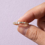 Baguette Lab-Grown Diamond Half Eternity Ring – 1.45mm in solid gold, view 9