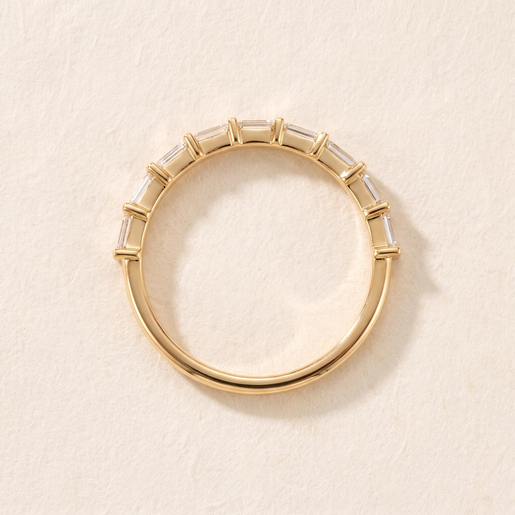 Baguette Lab-Grown Diamond Half Eternity Ring – 1.45mm in solid gold, view 3