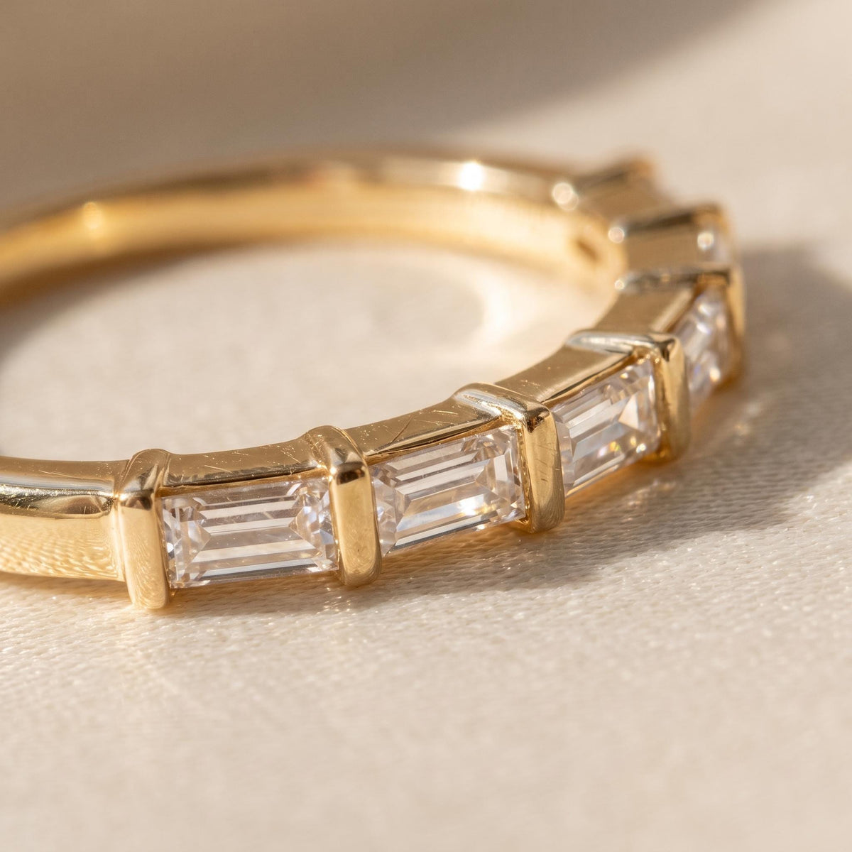 Baguette Lab-Grown Diamond Half Eternity Ring – 1.45mm in solid gold, view 6
