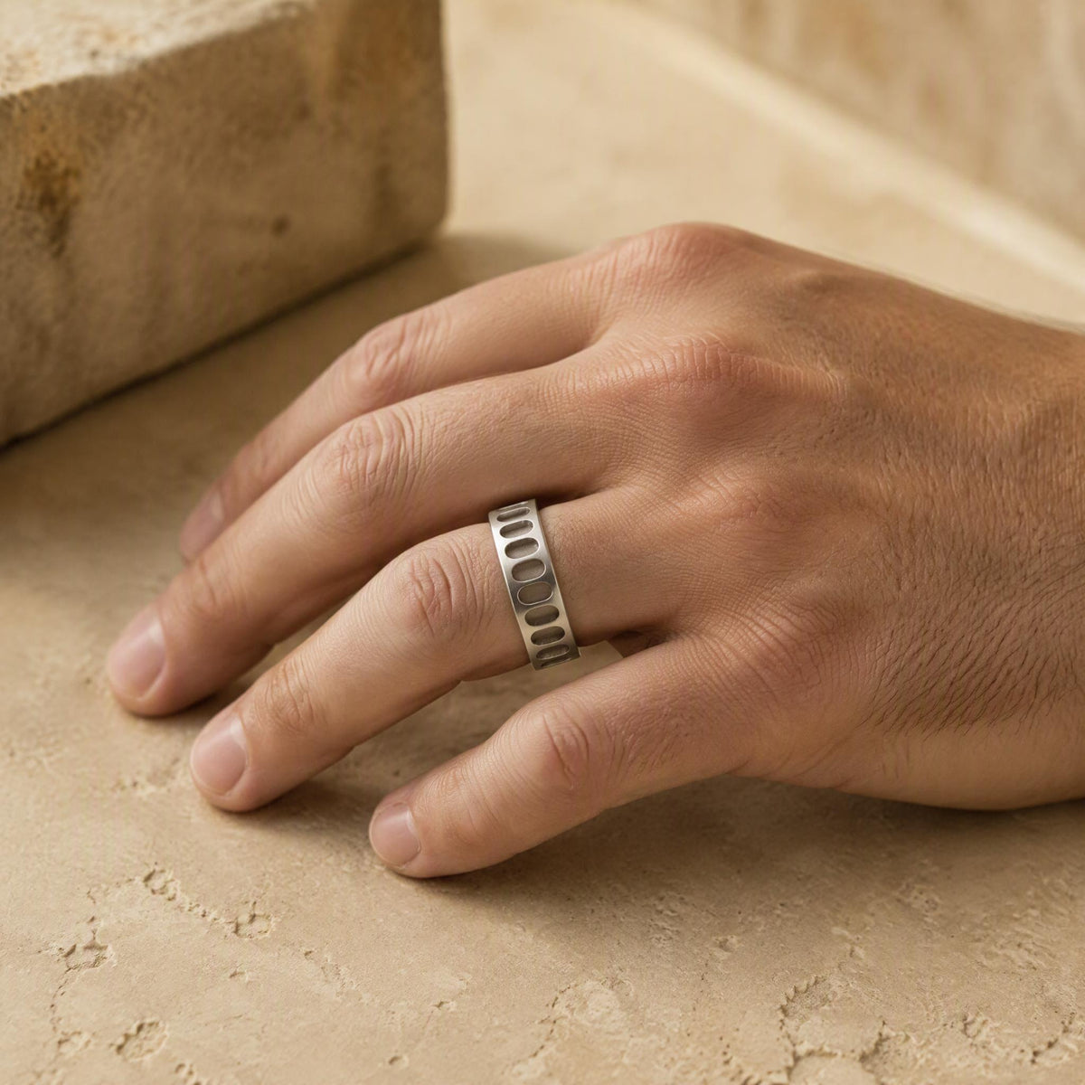 Oval Cutout Wide Band Ring – 6.5mm in solid gold, view 6