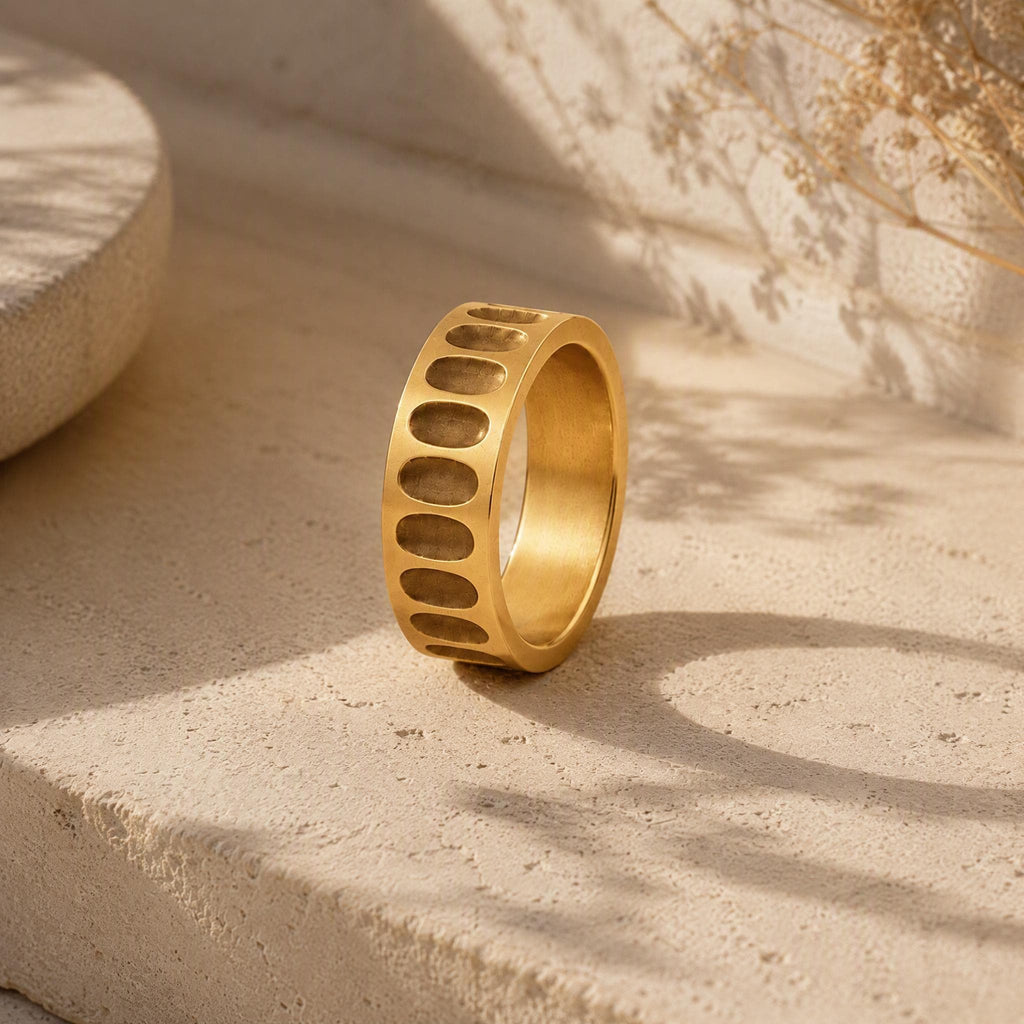 Oval Cutout Wide Band Ring – 6.5mm in solid gold, view 10