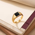 Square Black Onyx Signet Ring – 8.7mm in solid gold, view 4